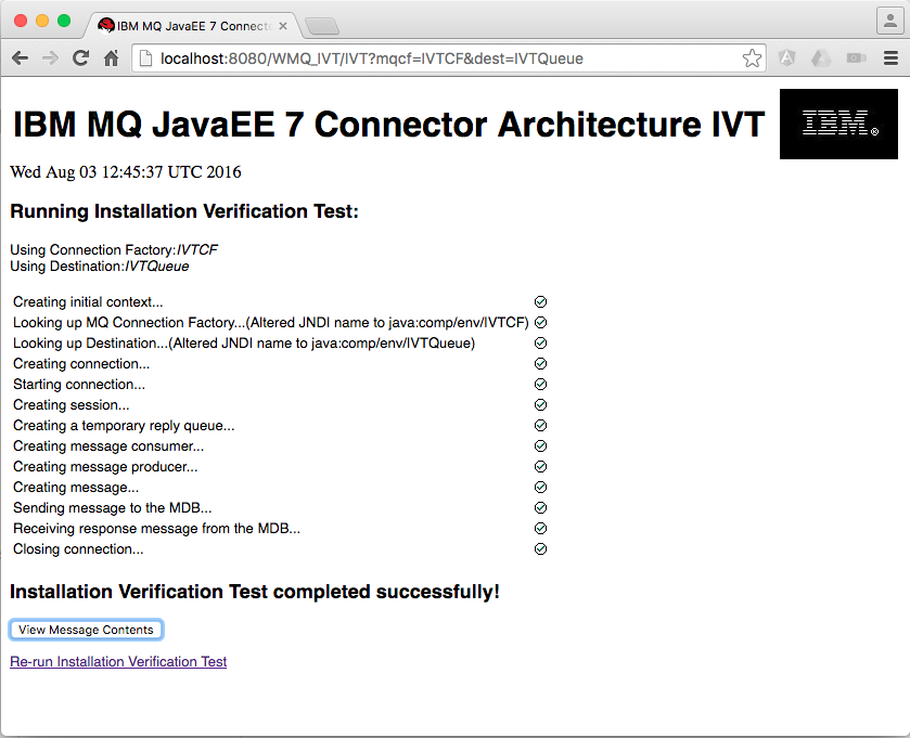JBoss WebsphereMQ Result Page
