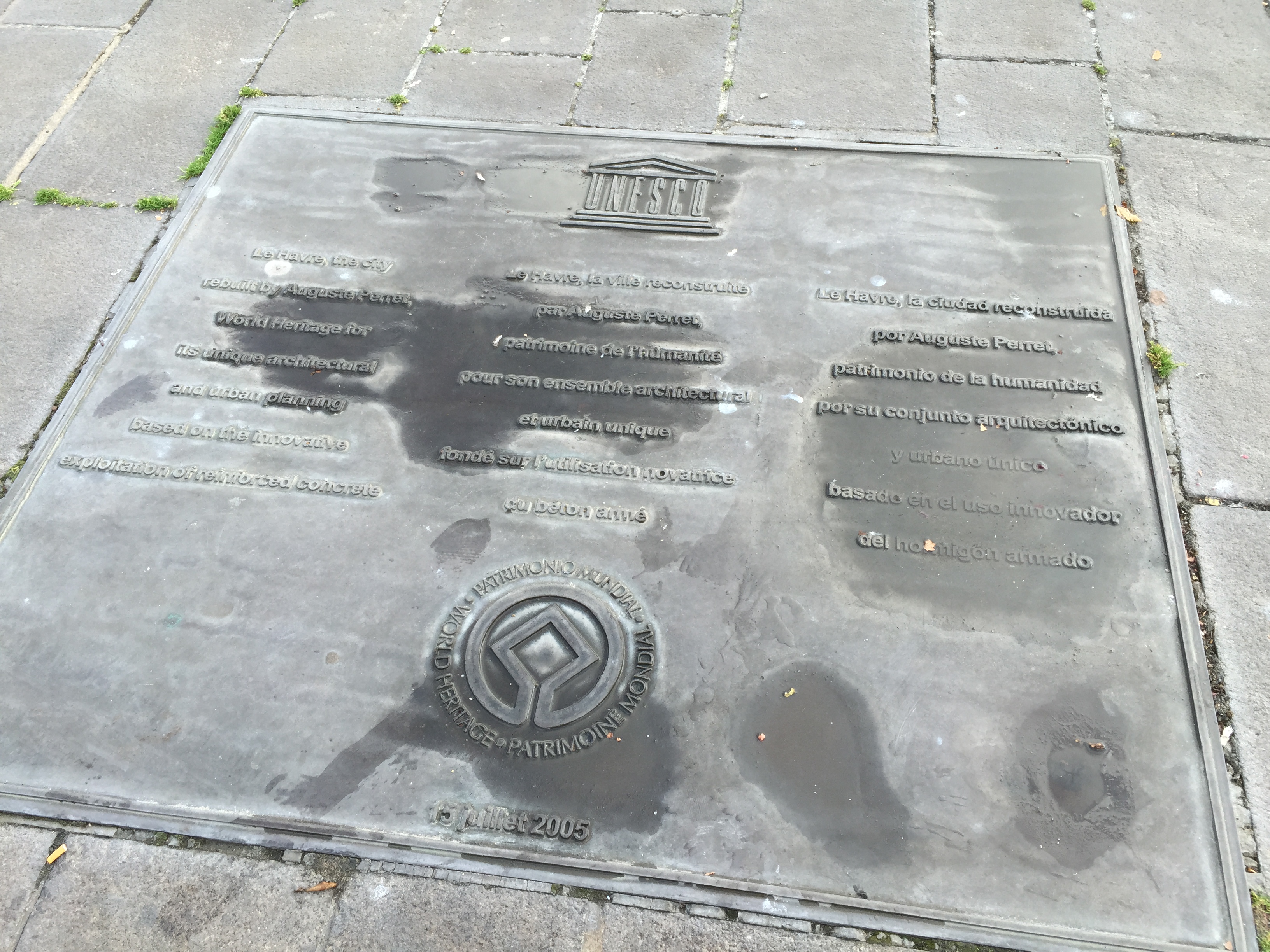 UNESCO plaque in Le Havre