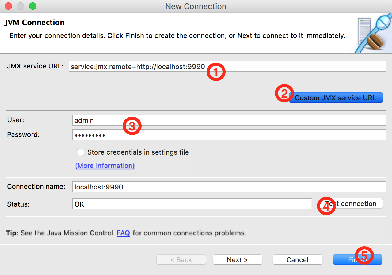 JMC Connection Parameters